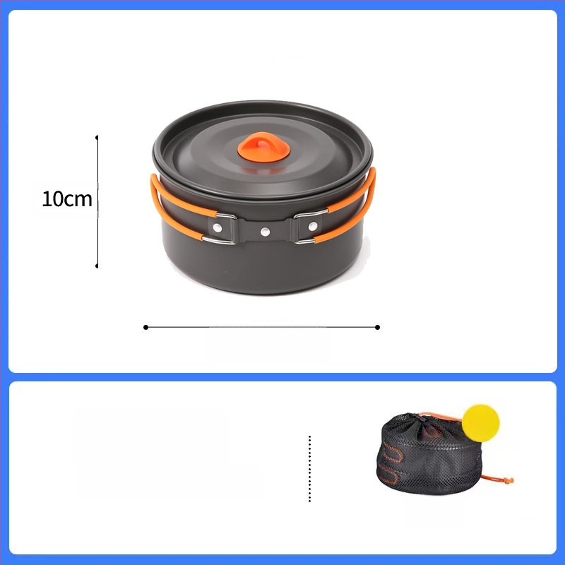Трансгранична доставка на къмпинг съдове за готвене, кана за вряща вода, преносими къмпинг прибори за хранене, комплект тенджери, тиган, оборудване за готвене