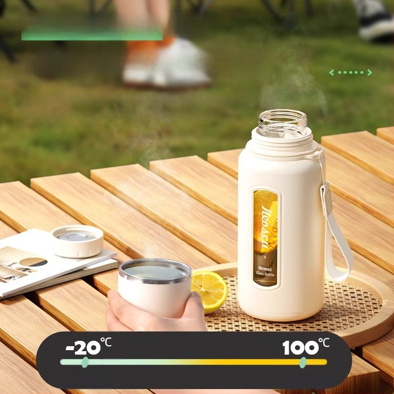 Γυάλινο ποτήρι νερού Enermei μεγάλης χωρητικότητας για κορίτσια, νέο τσάι διαχωρισμού νερού, φορητό καλοκαιρινό τσάι ανθεκτικό σε πτώσεις, ανθεκτικό σε υψηλές θερμοκρασίες