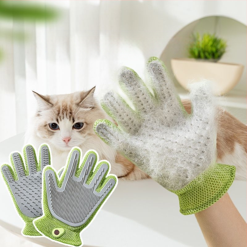 Dvipusė kačių priežiūros pirštinė, skirta palaidiems kailiams šalinti, specializuota Ragdoll veislės ilgaplaukėms katėms, kačių priežiūros įrankis