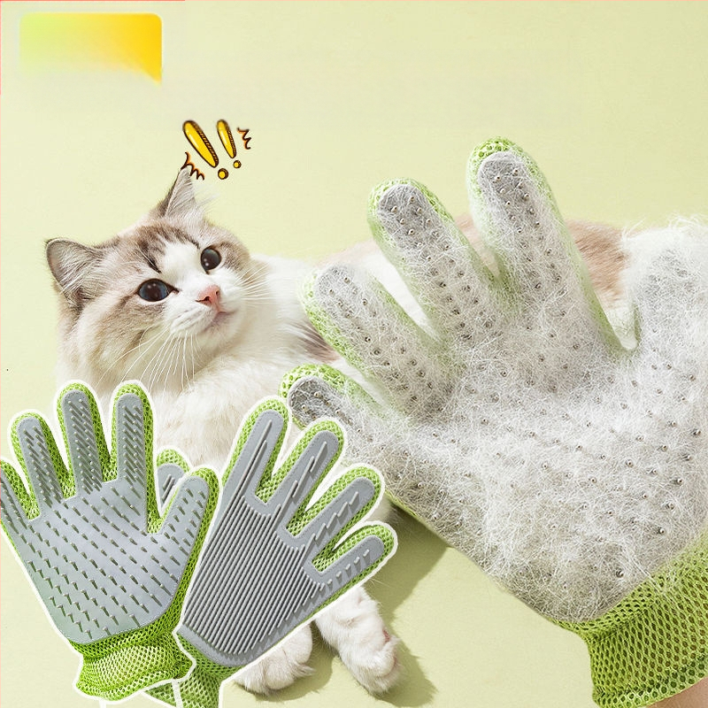 Dvipusė kačių priežiūros pirštinė, skirta palaidiems kailiams šalinti, specializuota Ragdoll veislės ilgaplaukėms katėms, kačių priežiūros įrankis