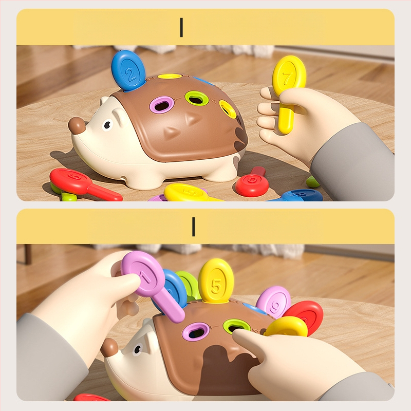 Matu raibu darba vārdā mazs ezītis smalko motoriku treniņu rotaļlietas puzle agrīnā izglītība 1 3 gadus veci zīdaiņi un bērni roku-acu koordinācija