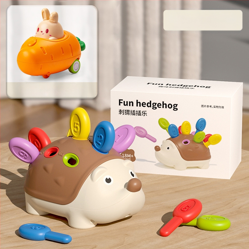 Matu raibu darba vārdā mazs ezītis smalko motoriku treniņu rotaļlietas puzle agrīnā izglītība 1 3 gadus veci zīdaiņi un bērni roku-acu koordinācija