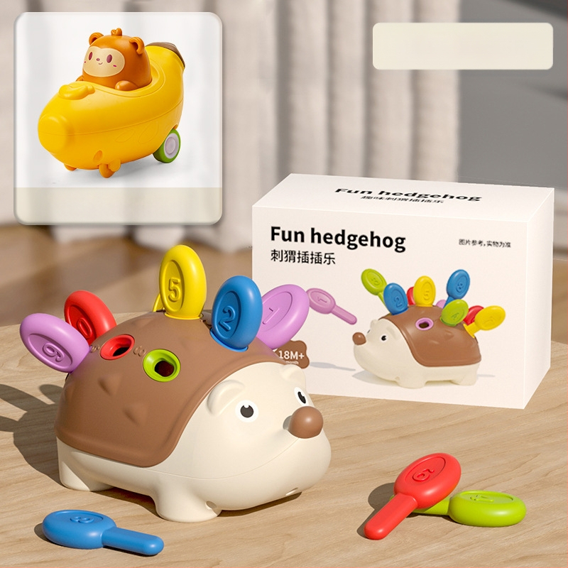 Matu raibu darba vārdā mazs ezītis smalko motoriku treniņu rotaļlietas puzle agrīnā izglītība 1 3 gadus veci zīdaiņi un bērni roku-acu koordinācija