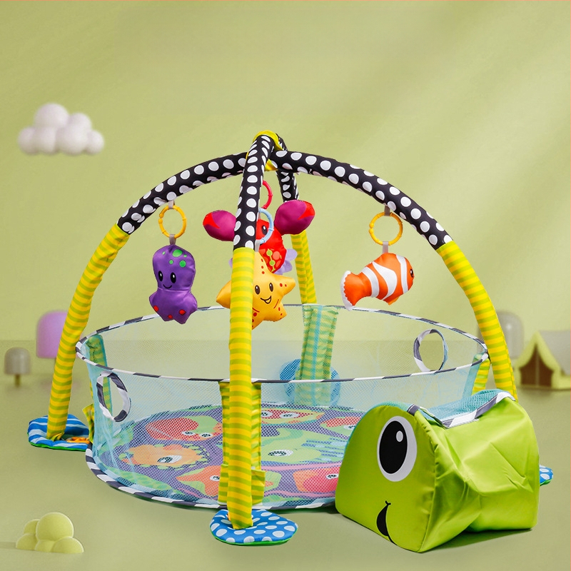 Tarpvalstybinis kūdikių tvoros žaidimas Fitneso stovas Naujagimio kūdikio nušvitimas Ankstyvojo ugdymo vandenyno šliaužimo kilimėlis Kamuolys baseino žaislas Dovana