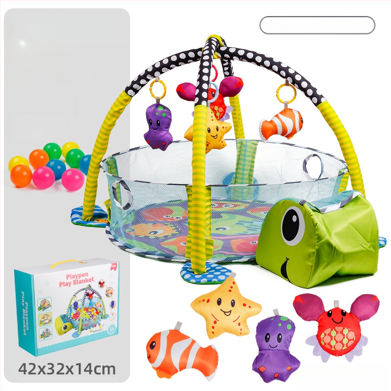 Tarpvalstybinis kūdikių tvoros žaidimas Fitneso stovas Naujagimio kūdikio nušvitimas Ankstyvojo ugdymo vandenyno šliaužimo kilimėlis Kamuolys baseino žaislas Dovana