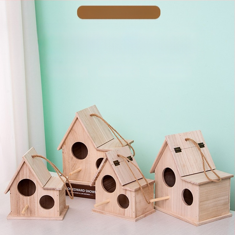 Linnupesa, papagoipesa, soe sigimiskast, õues kasutatav täispuidust rippuv pesa, linnumaja, tiigri nahast pojengist linnupesa, kooruv väike linnupesa