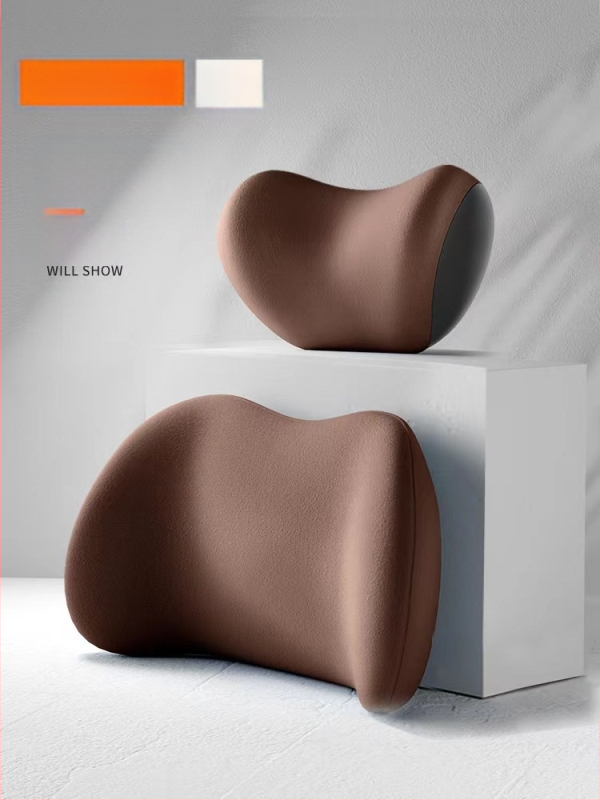 Vasarinė kvėpuojanti zomšos automobilio galvos atrama iš atminties putų kaklo pagalvė juosmens atlošo keturių metų laikų juosmens pagalvė sėdynės pagalvėlė atspausdintas logotipas