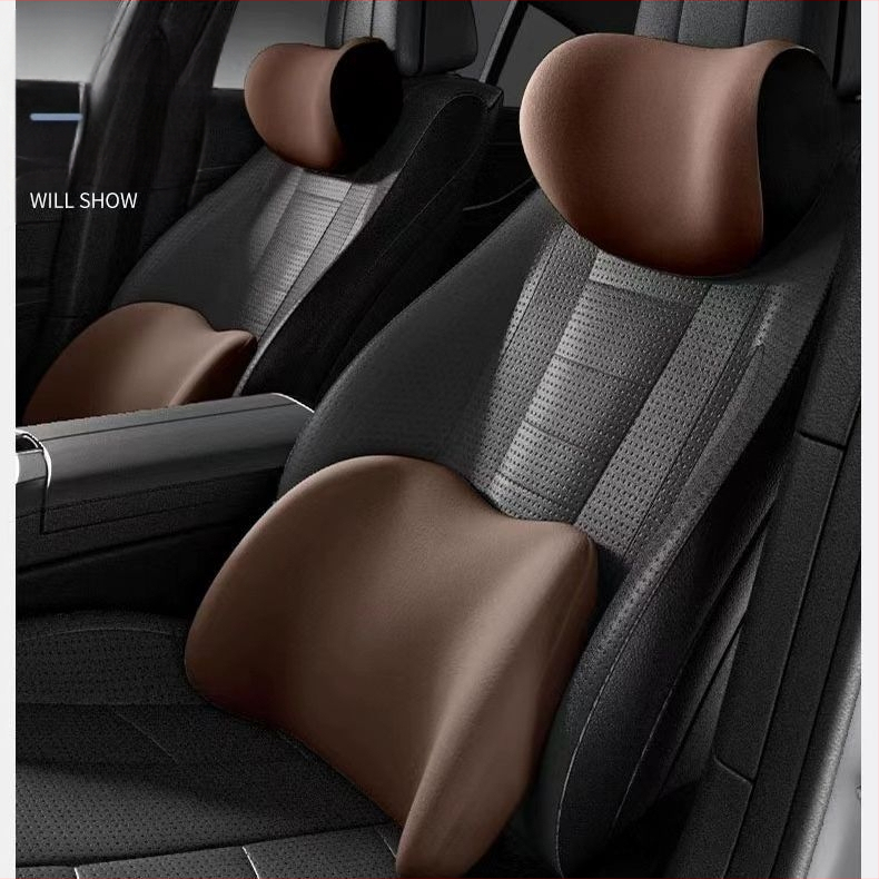 Vasarinė kvėpuojanti zomšos automobilio galvos atrama iš atminties putų kaklo pagalvė juosmens atlošo keturių metų laikų juosmens pagalvė sėdynės pagalvėlė atspausdintas logotipas