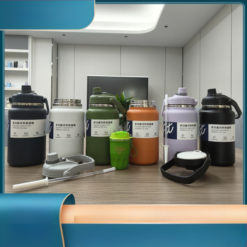 Amazoni suure mahutavusega kaasaskantav termos 304 roostevabast terasest vaakumtermoskruus mugav õlgklaasiga autosse