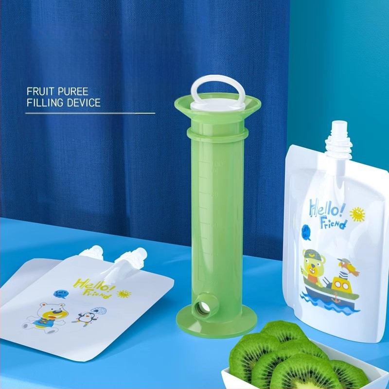 Lihtne süstlatüüpi imikutoidu täiteaine, imikutoidu püree koti jagaja, imikutoidu jagamise vidin