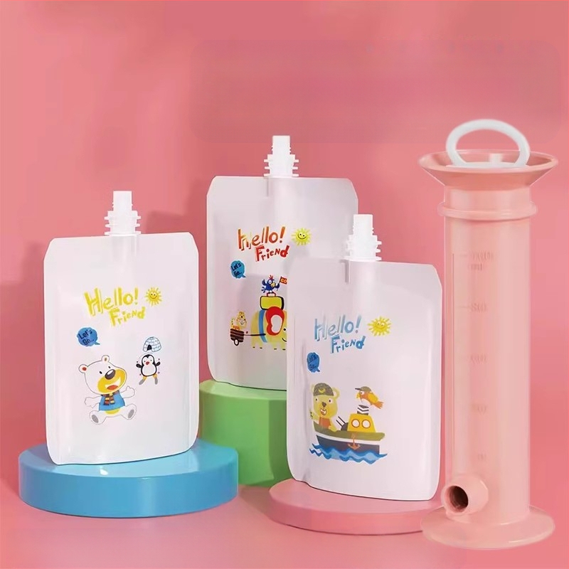 Lihtne süstlatüüpi imikutoidu täiteaine, imikutoidu püree koti jagaja, imikutoidu jagamise vidin