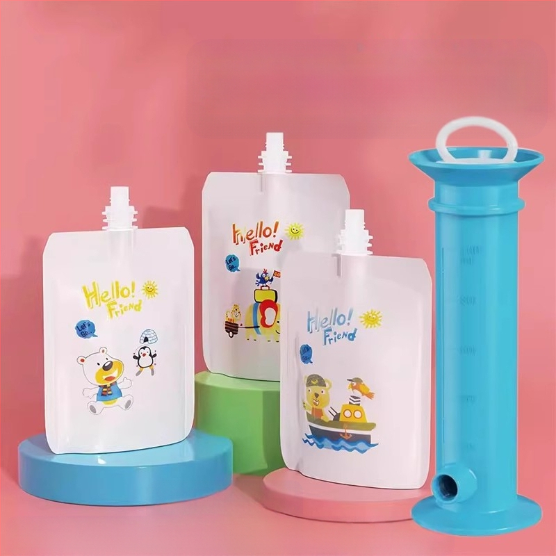 Lihtne süstlatüüpi imikutoidu täiteaine, imikutoidu püree koti jagaja, imikutoidu jagamise vidin