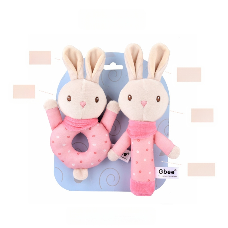 „Gbee“ naujos spalvos megztas audinio rankinis barškutis kūdikiui, raminantis žaislas, gyvūnų rankos pagaliukas, 0–1 metų amžiaus pliušinis žaislas