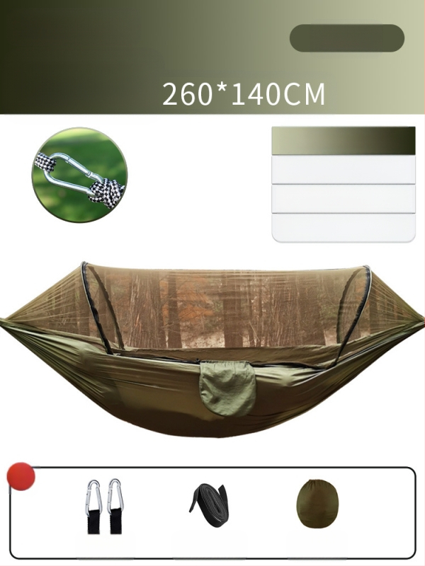 Kempinga šūpuļtīkls āra lietošanai ar pretapgāšanās funkciju, vasaras vienvietīgs un divvietīgs kempinga artefakts ar moskītu tīklu, mājsaimniecības šūpuļtīkls pret odiem