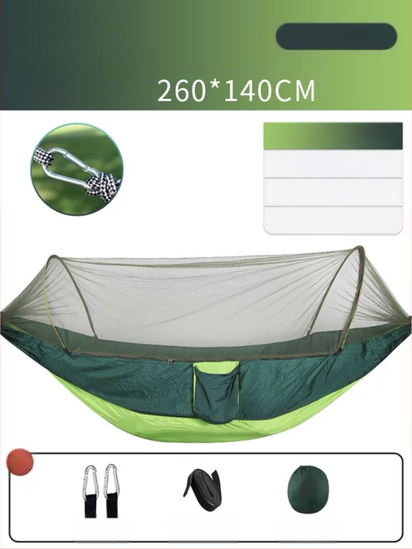 Kempinga šūpuļtīkls āra lietošanai ar pretapgāšanās funkciju, vasaras vienvietīgs un divvietīgs kempinga artefakts ar moskītu tīklu, mājsaimniecības šūpuļtīkls pret odiem