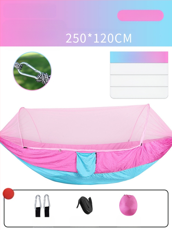 Kempinga šūpuļtīkls āra lietošanai ar pretapgāšanās funkciju, vasaras vienvietīgs un divvietīgs kempinga artefakts ar moskītu tīklu, mājsaimniecības šūpuļtīkls pret odiem