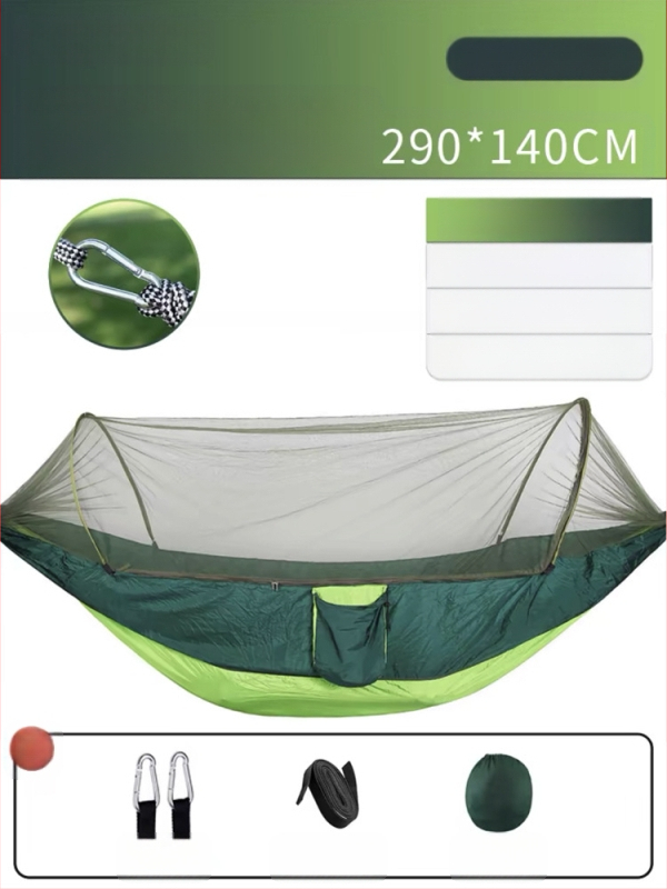 Kempinga šūpuļtīkls āra lietošanai ar pretapgāšanās funkciju, vasaras vienvietīgs un divvietīgs kempinga artefakts ar moskītu tīklu, mājsaimniecības šūpuļtīkls pret odiem