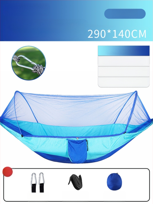 Kempinga šūpuļtīkls āra lietošanai ar pretapgāšanās funkciju, vasaras vienvietīgs un divvietīgs kempinga artefakts ar moskītu tīklu, mājsaimniecības šūpuļtīkls pret odiem