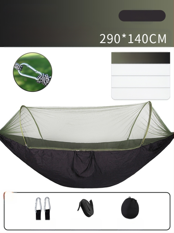 Kempinga šūpuļtīkls āra lietošanai ar pretapgāšanās funkciju, vasaras vienvietīgs un divvietīgs kempinga artefakts ar moskītu tīklu, mājsaimniecības šūpuļtīkls pret odiem
