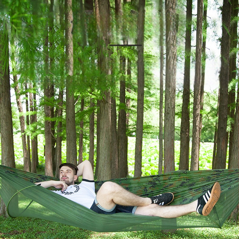 Kempinga šūpuļtīkls āra lietošanai ar pretapgāšanās funkciju, vasaras vienvietīgs un divvietīgs kempinga artefakts ar moskītu tīklu, mājsaimniecības šūpuļtīkls pret odiem