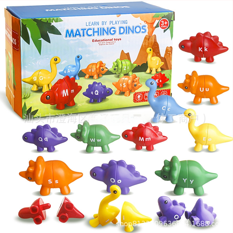 Pārrobežu bērnu agrīnās izglītības dinozauru burtu saskaņošanas rotaļlieta skaitļu skaitīšanas modeļa saskaņošana apgaismības kognitīvo mācību līdzekļu vairumtirdzniecība