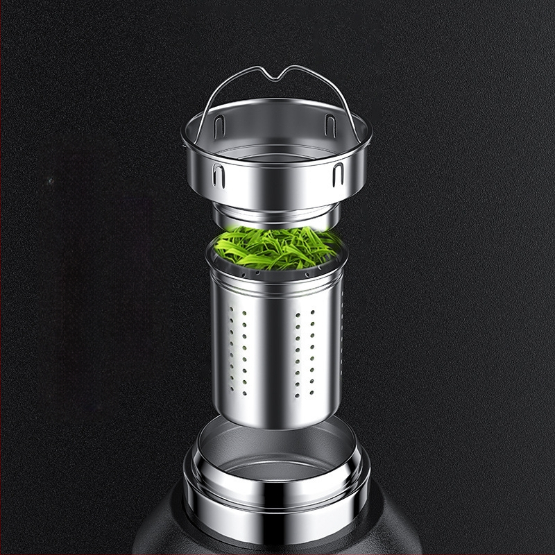 Termosas 316 Lauko didelės talpos termosas Nešiojamas termosas Automobiliui su arbatos dėžutės filtru Arbatos termosas