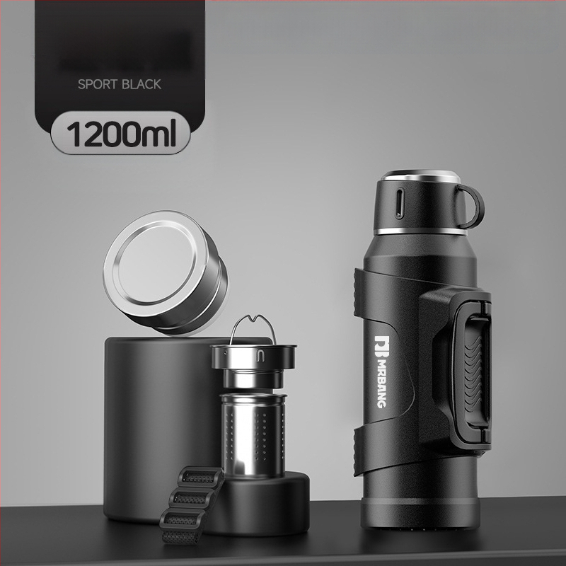 Termosas 316 Lauko didelės talpos termosas Nešiojamas termosas Automobiliui su arbatos dėžutės filtru Arbatos termosas