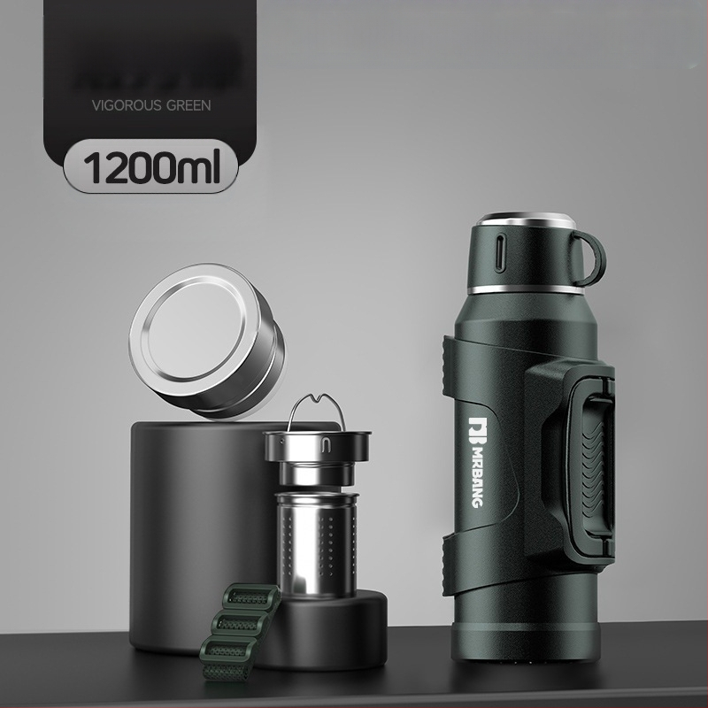 Termosas 316 Lauko didelės talpos termosas Nešiojamas termosas Automobiliui su arbatos dėžutės filtru Arbatos termosas