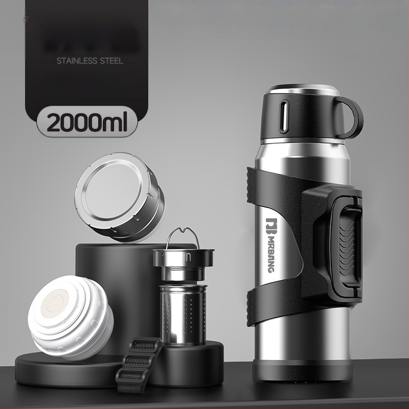 Termosas 316 Lauko didelės talpos termosas Nešiojamas termosas Automobiliui su arbatos dėžutės filtru Arbatos termosas