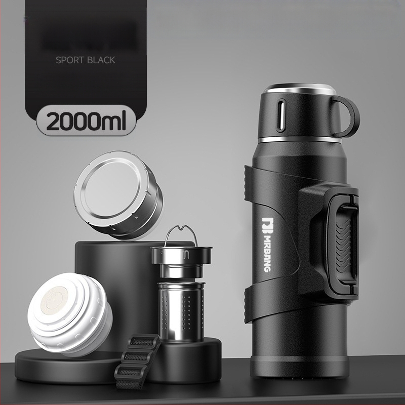 Termosas 316 Lauko didelės talpos termosas Nešiojamas termosas Automobiliui su arbatos dėžutės filtru Arbatos termosas