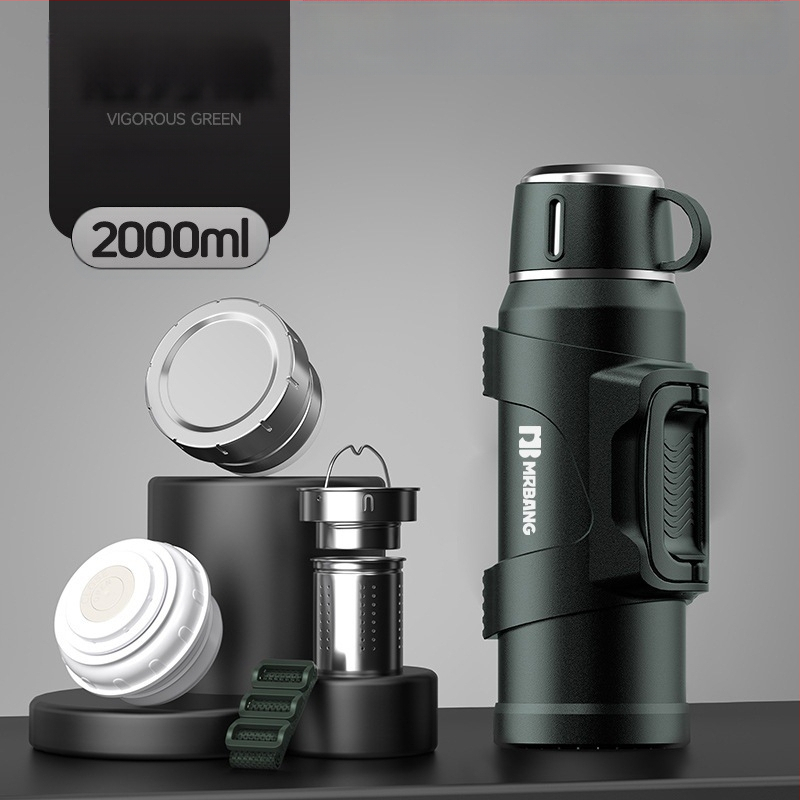 Termosas 316 Lauko didelės talpos termosas Nešiojamas termosas Automobiliui su arbatos dėžutės filtru Arbatos termosas