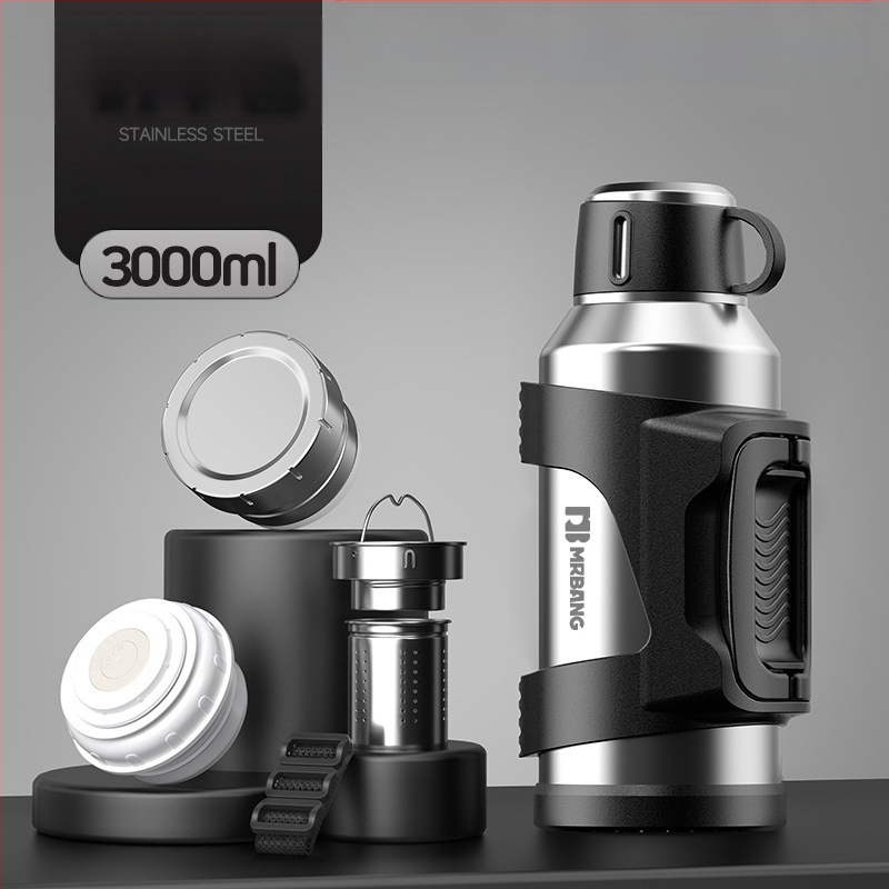 Termosas 316 Lauko didelės talpos termosas Nešiojamas termosas Automobiliui su arbatos dėžutės filtru Arbatos termosas