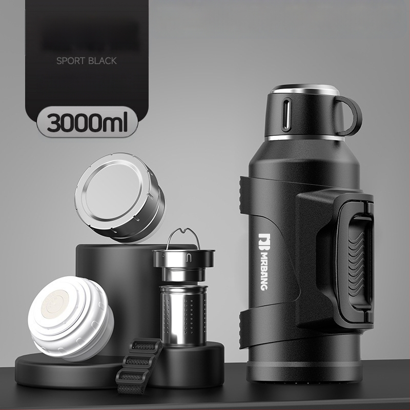 Termosas 316 Lauko didelės talpos termosas Nešiojamas termosas Automobiliui su arbatos dėžutės filtru Arbatos termosas