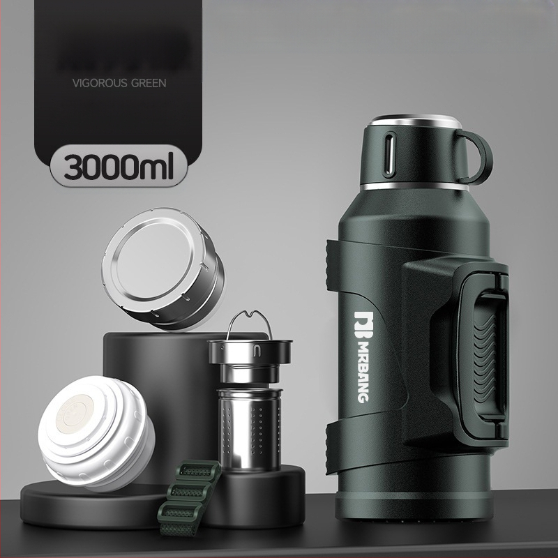 Termosas 316 Lauko didelės talpos termosas Nešiojamas termosas Automobiliui su arbatos dėžutės filtru Arbatos termosas