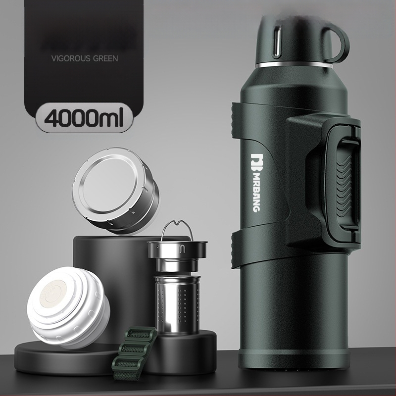 Termosas 316 Lauko didelės talpos termosas Nešiojamas termosas Automobiliui su arbatos dėžutės filtru Arbatos termosas