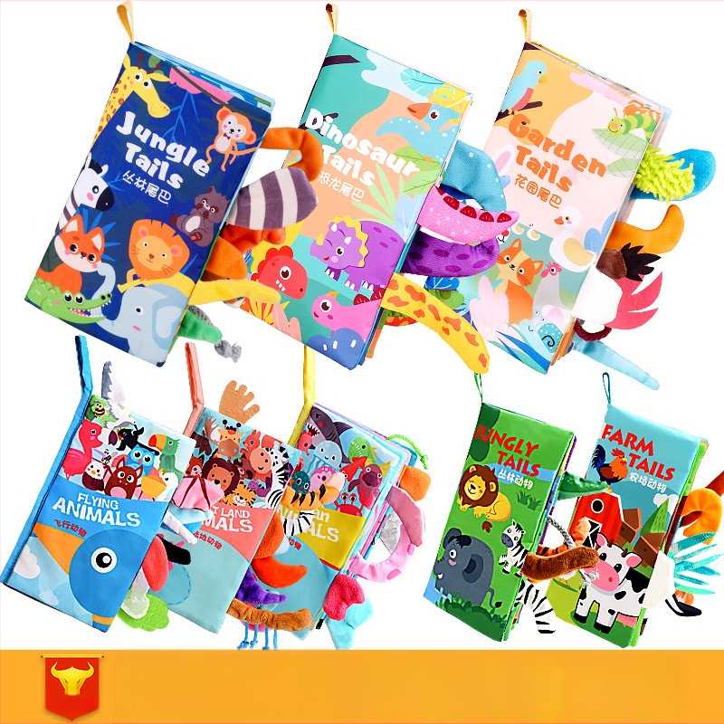 Tarpvalstybinė vaikų uodegos audinio knyga, edukacinė žaislų knyga, negali suplėšyti kūdikio audinio knygos žiedo popieriaus, nušvitimo knyga, ankstyvojo ugdymo žaislai