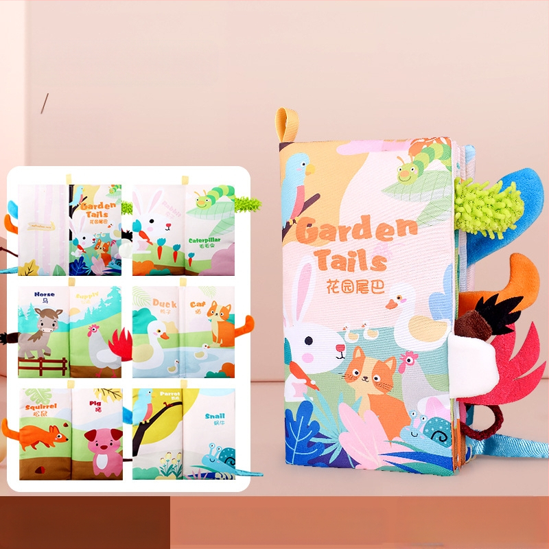 Tarpvalstybinė vaikų uodegos audinio knyga, edukacinė žaislų knyga, negali suplėšyti kūdikio audinio knygos žiedo popieriaus, nušvitimo knyga, ankstyvojo ugdymo žaislai