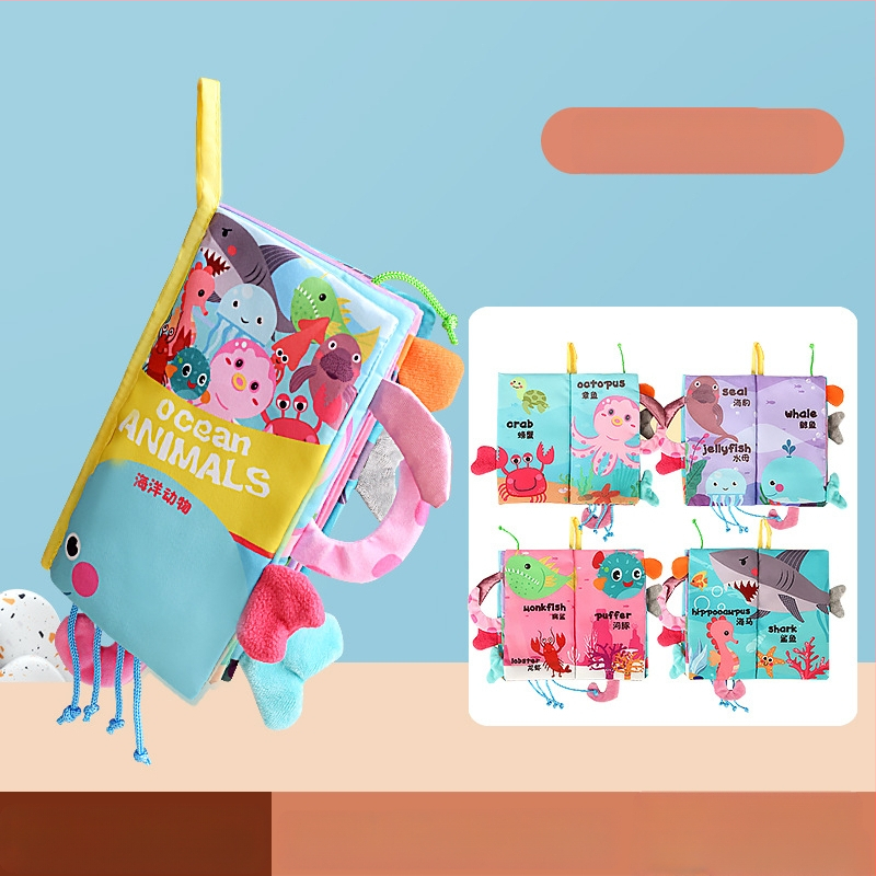 Tarpvalstybinė vaikų uodegos audinio knyga, edukacinė žaislų knyga, negali suplėšyti kūdikio audinio knygos žiedo popieriaus, nušvitimo knyga, ankstyvojo ugdymo žaislai