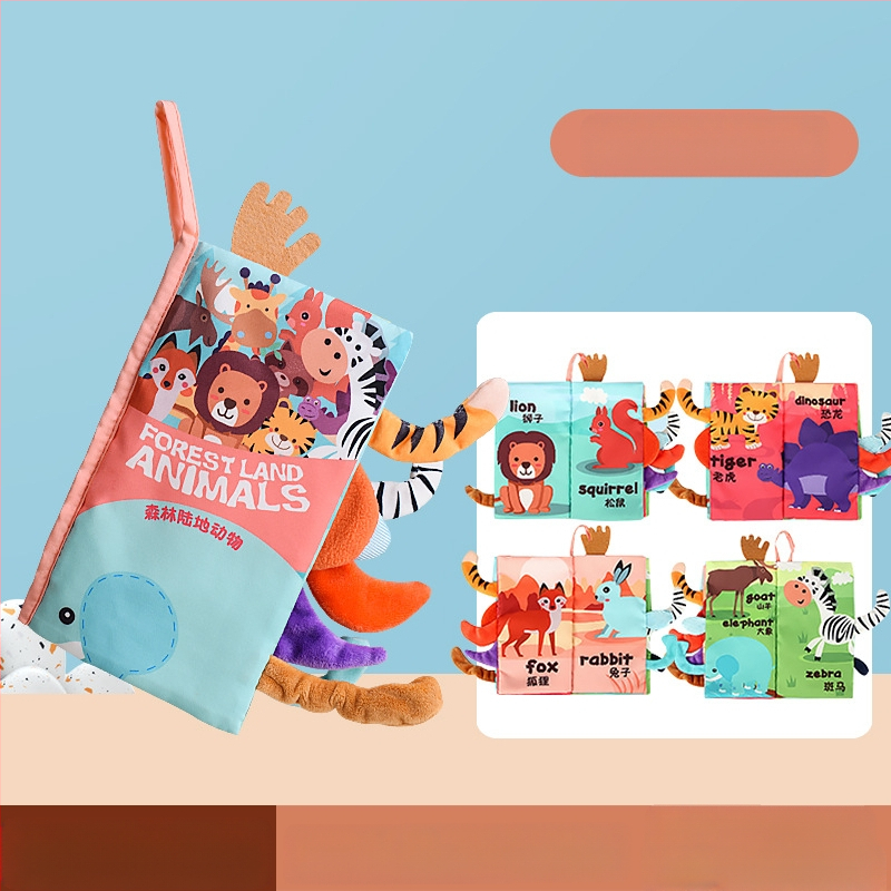 Tarpvalstybinė vaikų uodegos audinio knyga, edukacinė žaislų knyga, negali suplėšyti kūdikio audinio knygos žiedo popieriaus, nušvitimo knyga, ankstyvojo ugdymo žaislai