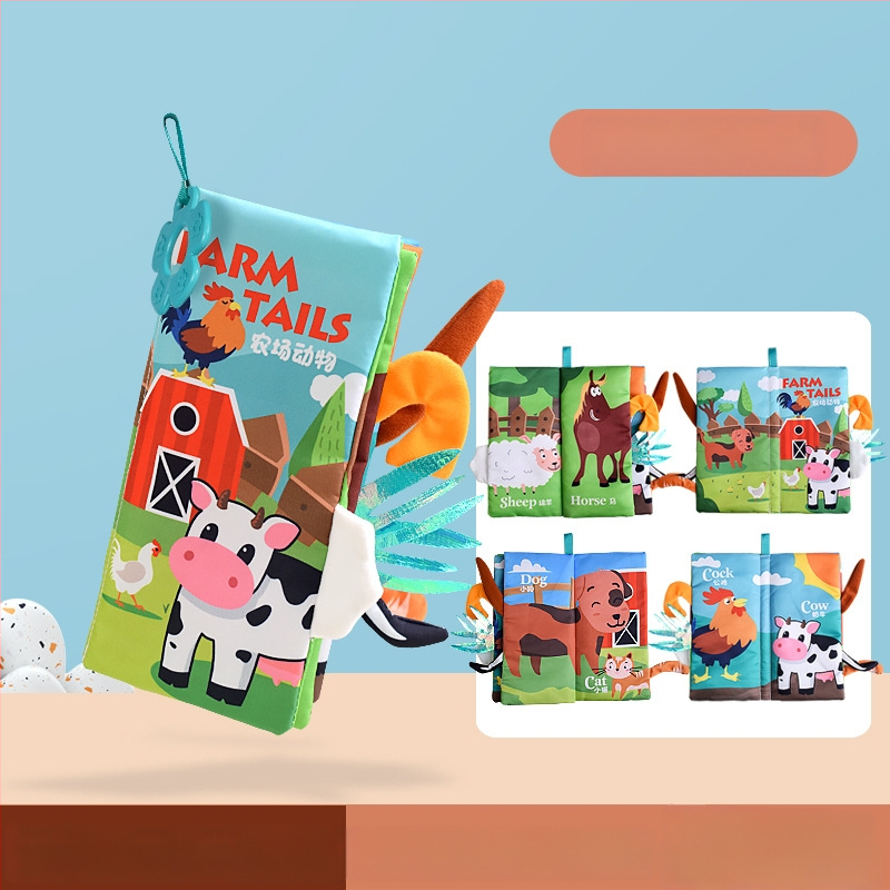 Tarpvalstybinė vaikų uodegos audinio knyga, edukacinė žaislų knyga, negali suplėšyti kūdikio audinio knygos žiedo popieriaus, nušvitimo knyga, ankstyvojo ugdymo žaislai