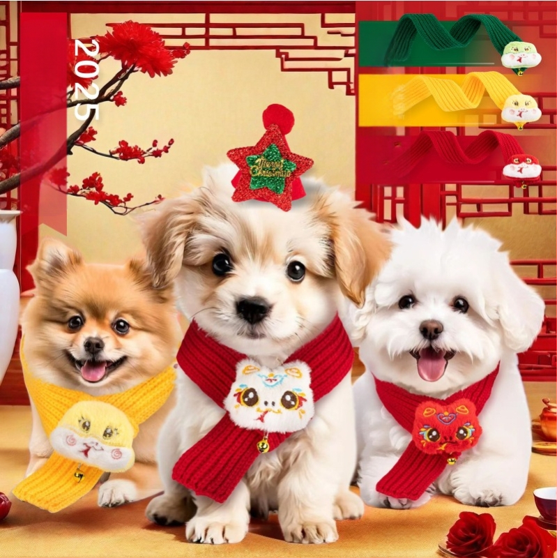 Lemmikloomade uusaasta villane koera-kassi sall pidulik jõulukleit talvine soe kutsikas sünnipäeva lemmiklooma sall