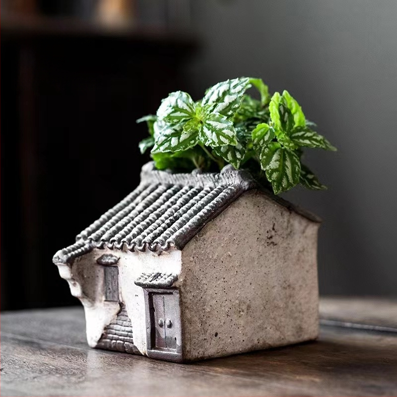 Декорация от бамбукови саксии за цветя в ретро стил, креативна зелена саксия за цветя в аквариум, пейзажна декорация за домашен офис