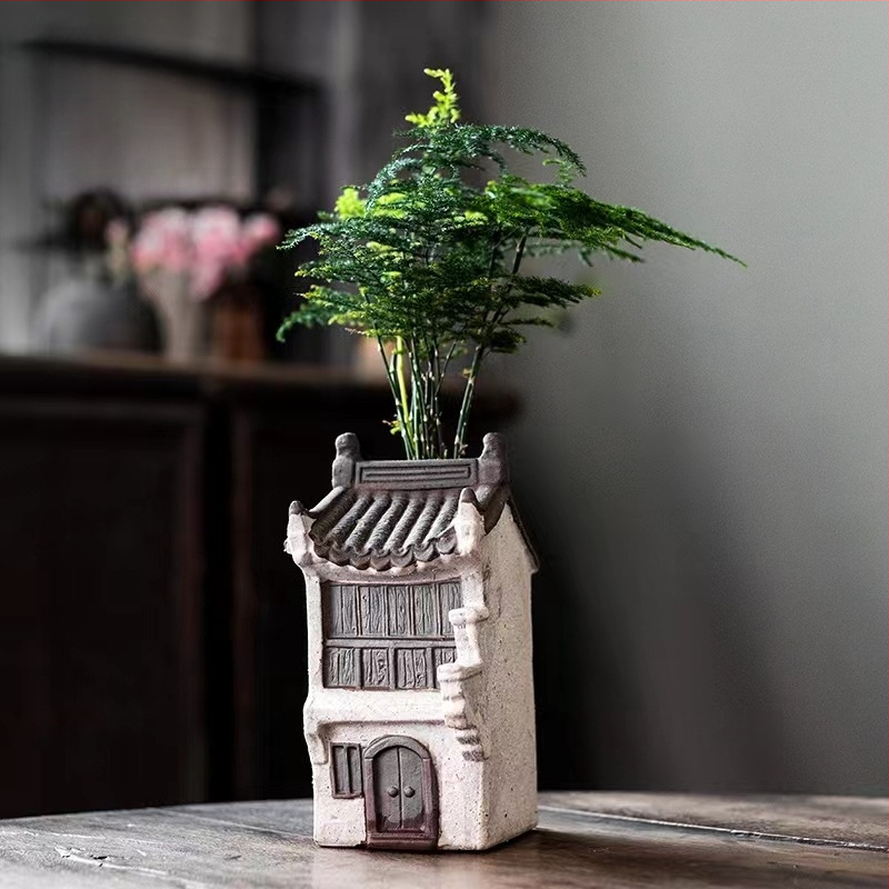 Декорация от бамбукови саксии за цветя в ретро стил, креативна зелена саксия за цветя в аквариум, пейзажна декорация за домашен офис