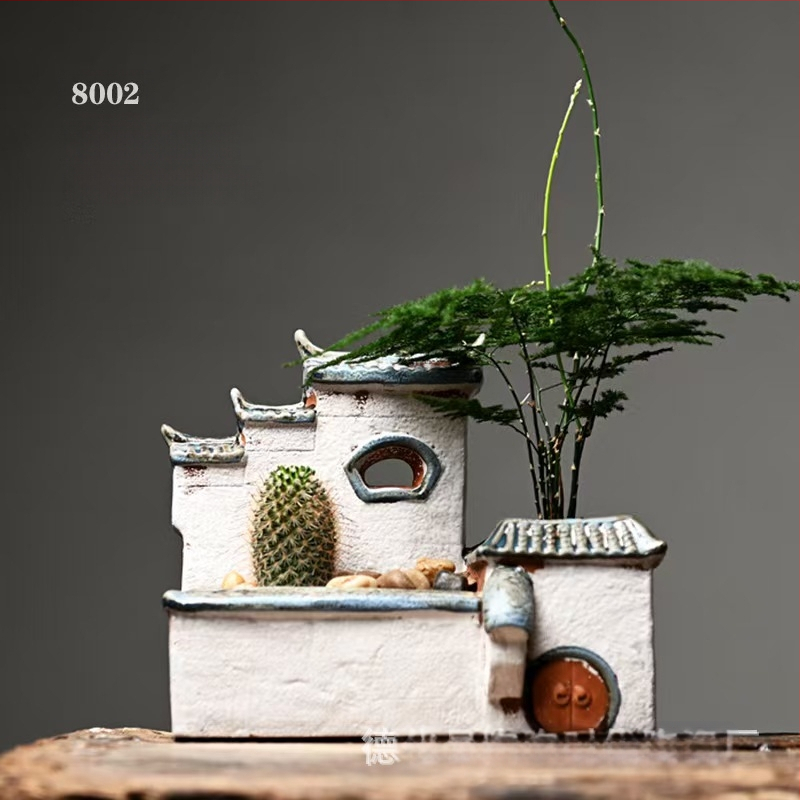 Декорация от бамбукови саксии за цветя в ретро стил, креативна зелена саксия за цветя в аквариум, пейзажна декорация за домашен офис