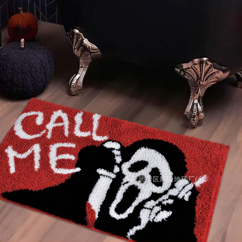 Piiriülene Halloweeni naljaka kujuga kašmiirist vannitoa libisemiskindel matt, koomiksiga sissepääsu uksematt, Temu dropshipping põrandamatt
