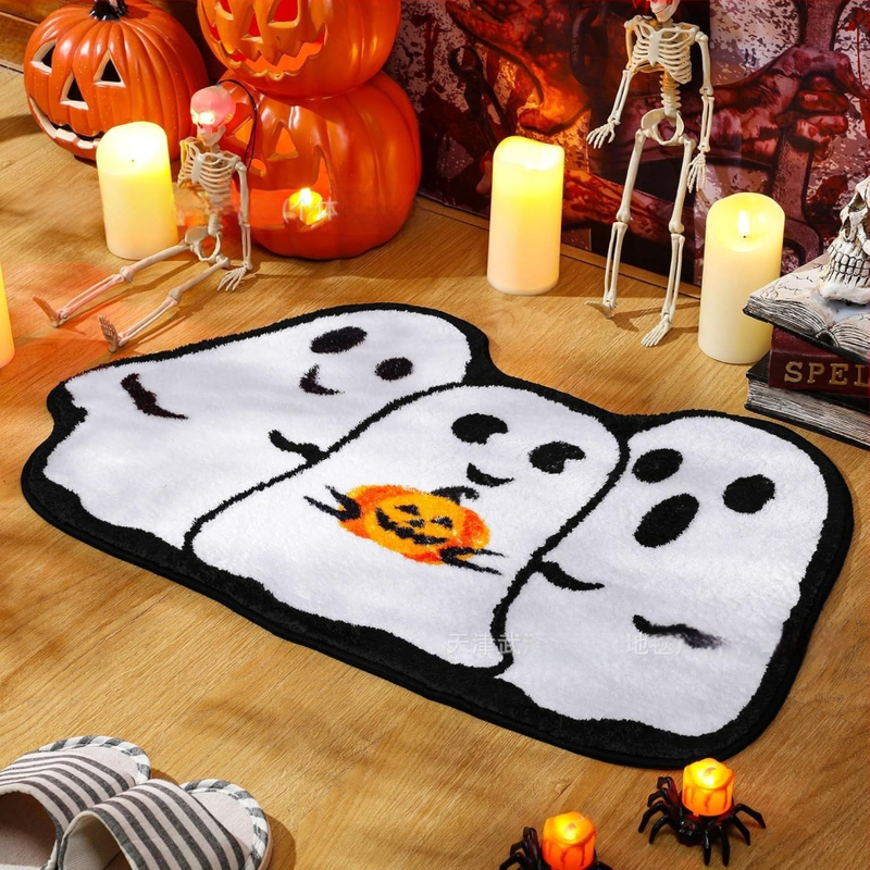 Piiriülene Halloweeni naljaka kujuga kašmiirist vannitoa libisemiskindel matt, koomiksiga sissepääsu uksematt, Temu dropshipping põrandamatt