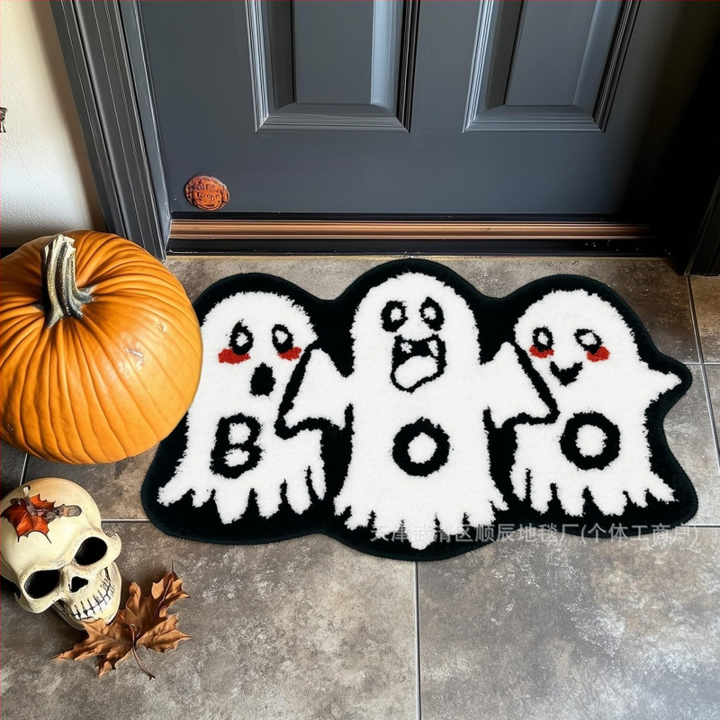 Piiriülene Halloweeni naljaka kujuga kašmiirist vannitoa libisemiskindel matt, koomiksiga sissepääsu uksematt, Temu dropshipping põrandamatt