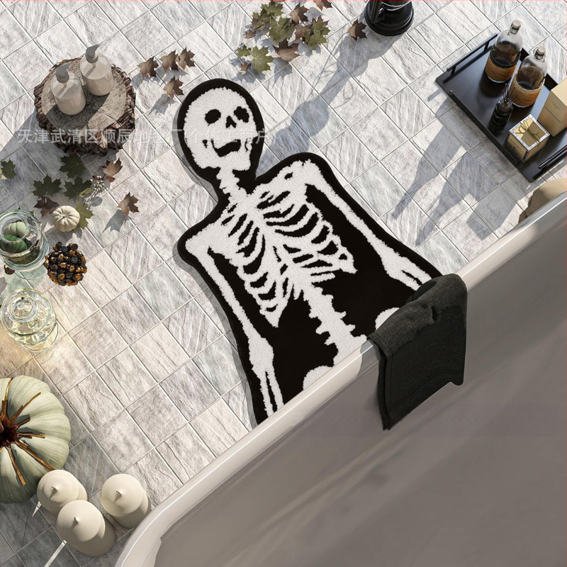 Piiriülene Halloweeni naljaka kujuga kašmiirist vannitoa libisemiskindel matt, koomiksiga sissepääsu uksematt, Temu dropshipping põrandamatt