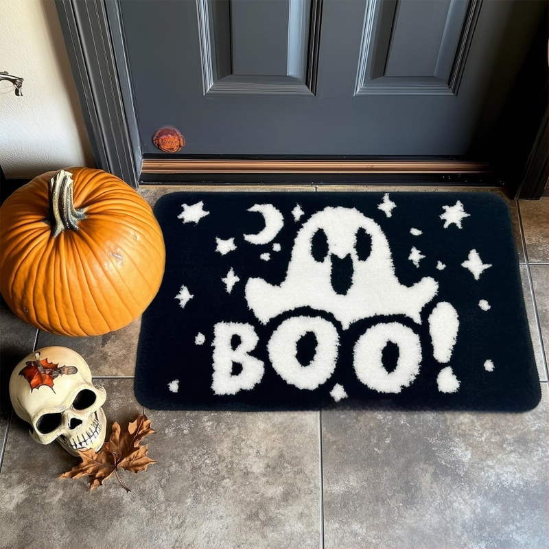 Piiriülene Halloweeni naljaka kujuga kašmiirist vannitoa libisemiskindel matt, koomiksiga sissepääsu uksematt, Temu dropshipping põrandamatt