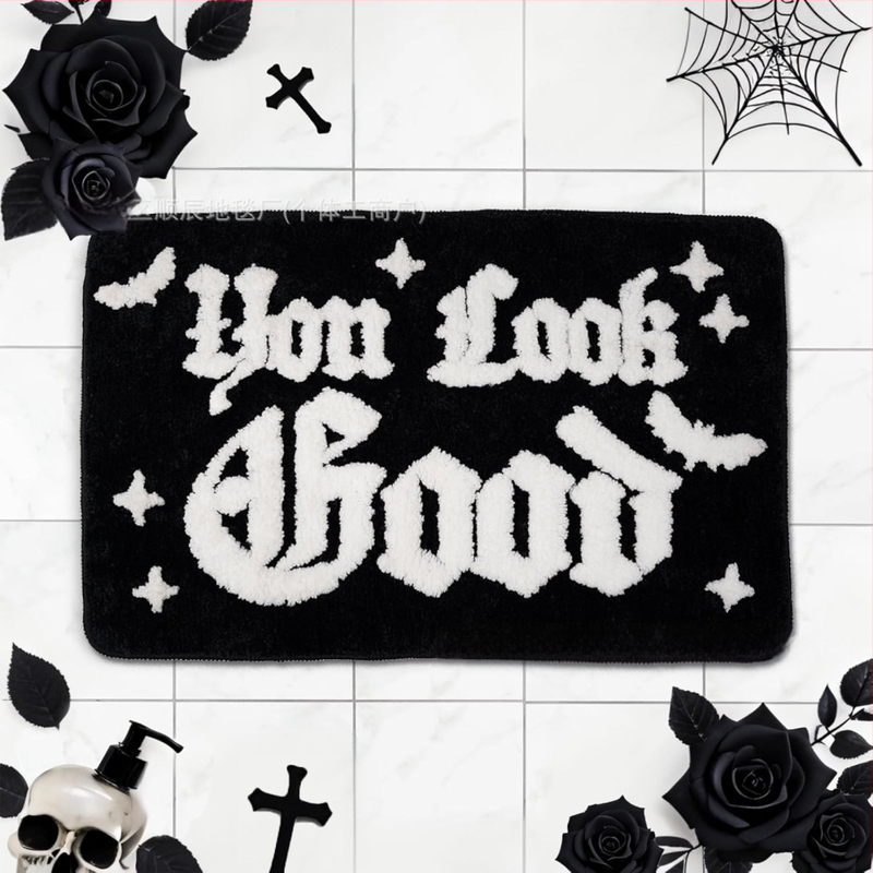 Piiriülene Halloweeni naljaka kujuga kašmiirist vannitoa libisemiskindel matt, koomiksiga sissepääsu uksematt, Temu dropshipping põrandamatt